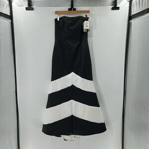 Jessica McClintock for Gunne Sax Vintage Strapless Prom Dress - Black/White - 7